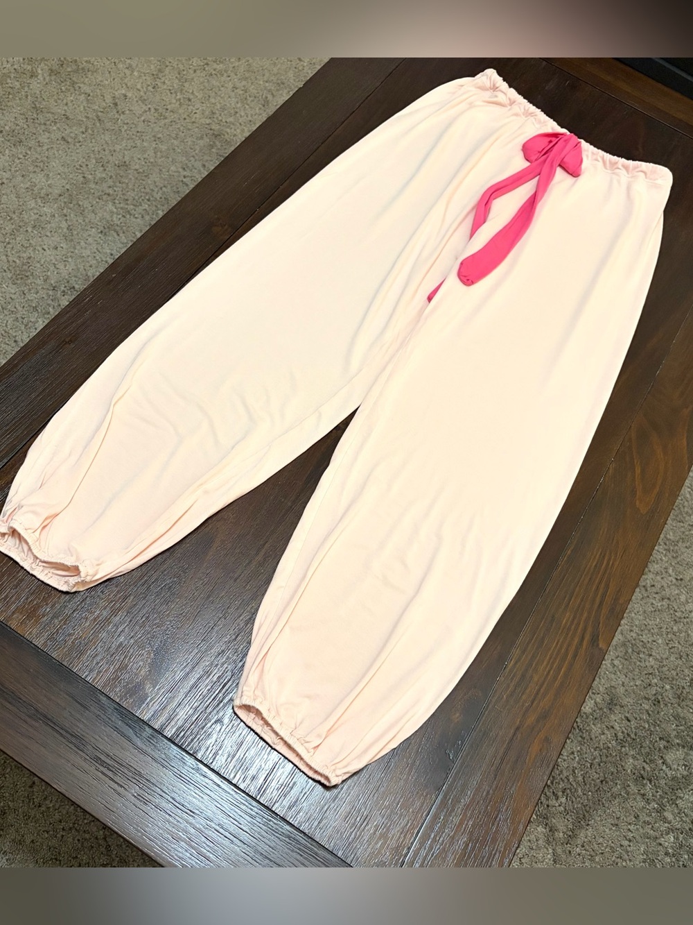 Eberjey Gisele Slouchy Pajama Set Peach Bellini / Bright Pink - Picture 10 of 11